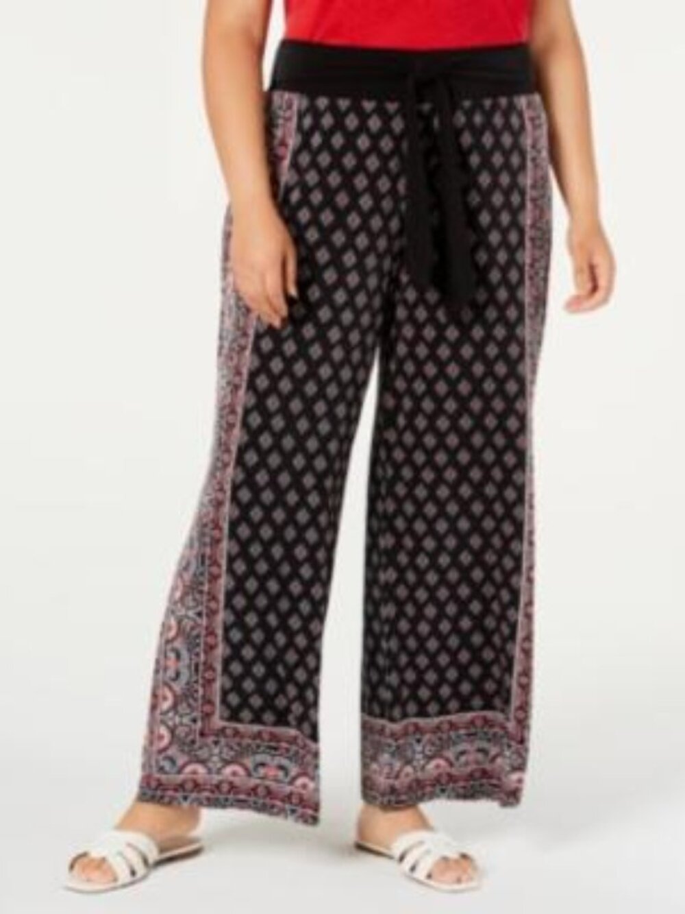 INC International Concepts Womens Plus Size Tie waist Soft Pants